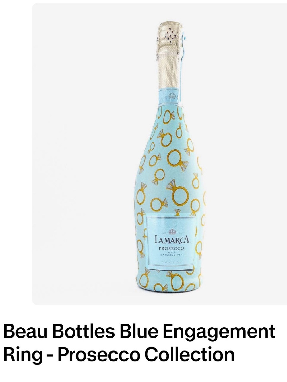 Beau Bottles Blue Engagement Ring Bottle Cover - Celebration Party Decor set 6